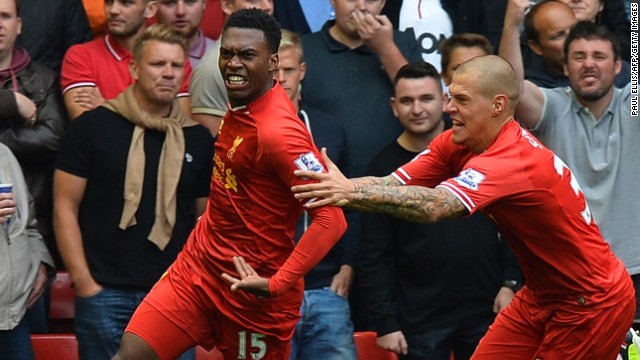 Daniel Sturridge, left, has scored for Liverpool in each of its four games this season. 