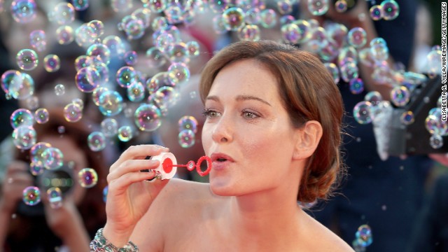 Cristiana Capotondi blows bubbles at "The Zero Theorem" premiere on Monday, September 2. 