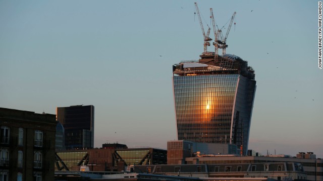 Once completed, the "Walkie Talkie" building will have about 33,000 square meters of glass.