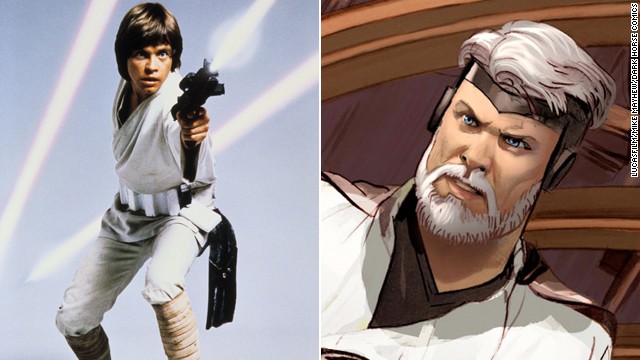 One of the first people we encounter in the eight-issue series is General Skywalker, a good deal older and more experienced than the Jedi-in-training from the original film. (The 1974 script's Luke also bears a striking resemblance to Lucas in 2013.)