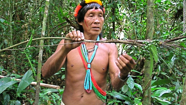 Amasina, a shaman from the Trio tribe on the Suriname-Brazil border, collects medicinal plants. Mark Plotkin and Liliana Madrigal, a husband-and-wife team, have spent much of their lives preserving the Amazon region and the culture of its indigenous inhabitants. Together, they created the Amazon Conservation Team, which helps empower the indigenous peoples of the Amazon to protect their rainforest homes.