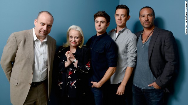 Actors Paul Giamatti, from left, Jacki Weaver, Zac Efron and Colin Hanks and director Peter Landesman of "Parkland" take a group shot at the Guess Portrait Studio during festival on September 6. 