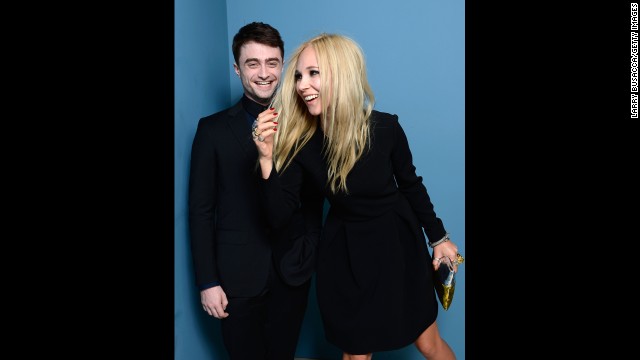 Actors Daniel Radcliffe and Juno Temple of "Horns" pose at the Guess Portrait Studio on September 6.