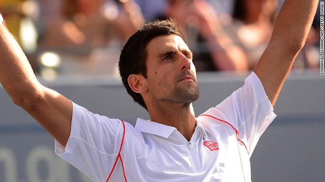 Novak Djokovic celebrates after reaching the U.S. Open for the fourth year in a row, and fifth time overall. 