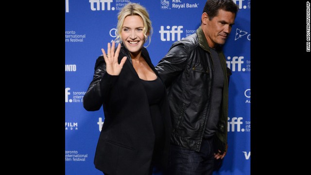 Actors Kate Winslet and Josh Brolin appear at the press conference for "Labor Day" on Day Three of the film festival on September 7.