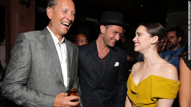 Actors Richard Grant, from left, Jude Law and Emilia Clarke attend the party for Fox Searchlight's Premiere of "Dom Hemingway" on September 8.