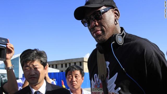 Ex-NBA star Dennis Rodman arrives at North Korea's Pyongyang airport on Tuesday, September 3, on his second trip to the reclusive, nuclear-armed nation this year. Rodman has since returned from the communist country, announcing he will put together a<a href='http://www.cnn.com/2013/09/09/world/asia/north-korea-rodman-kim-daughter/index.html'> "basketball diplomacy" event with players from North Korea</a>. But he put a damper on any speculation he might have been trying to free imprisoned American Kenneth Bae.