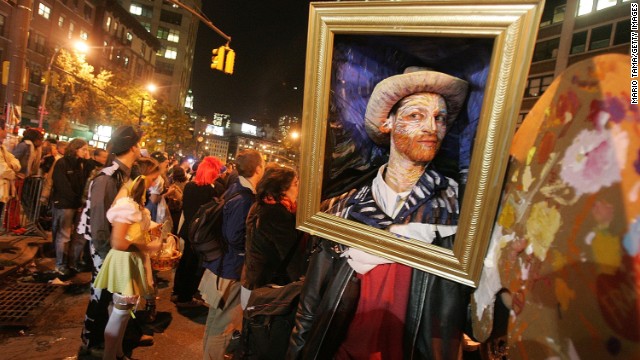 A man dresses as a van Gogh painting during the annual Village Halloween Parade in 2005 in New York City.