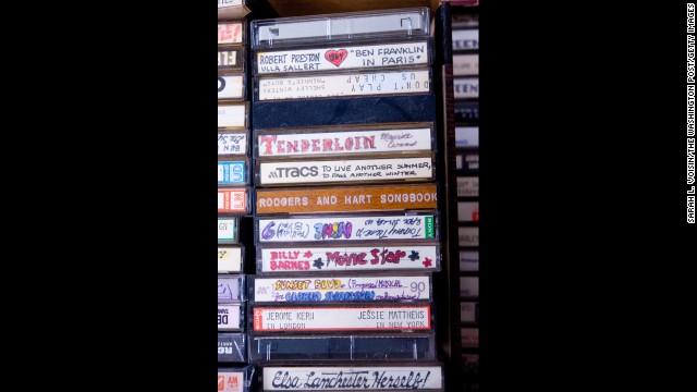 This stack of cassette tapes is at the Library of Congress campus for Audio Visual Conservation in Culpeper, Virginia.