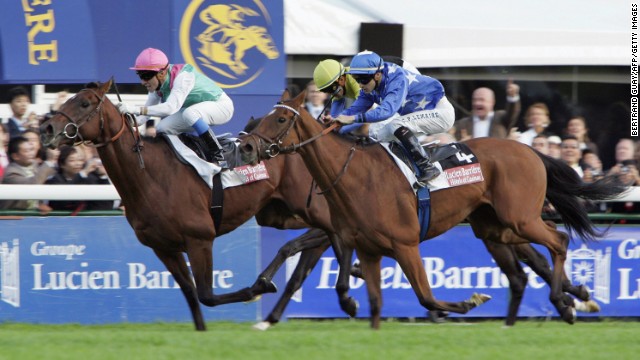 One of the nation's most famous horses is Deep Impact (center), ridden by Take, which came within a whisker of winning the Prix de l'Arc de Triomphe in 2006 -- when Britain's Rail Link snatched the race honors.