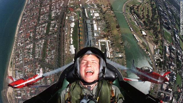 Raikkonen's high-flying F1 career began in 2001 with Sauber. Here the team treats him to a ride with the Royal Australian Air Force before his debut in the Australian Grand Prix.