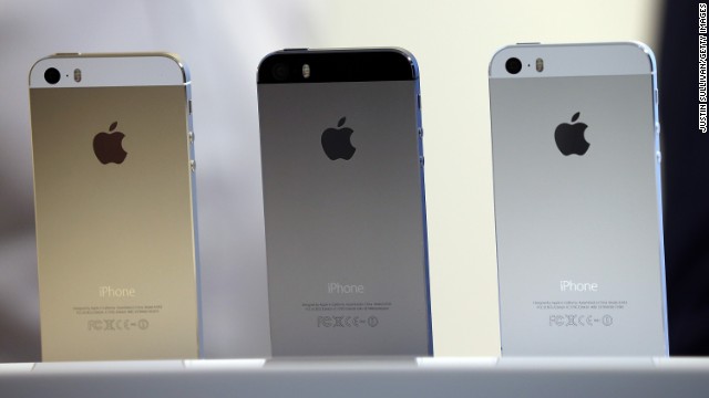 The iPhone 5S is the flagship version of the handset and is available in silver or "space gray" as well as gold. The phone is made from hard-coated polycarbonate, is less than 1/3 of an inch thick and weighs about four ounces.