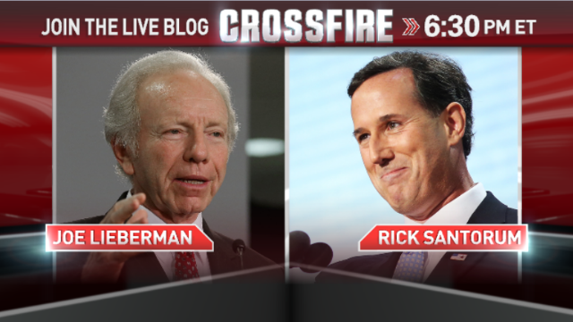 Live blog: Lieberman and Santorum in the Crossfire