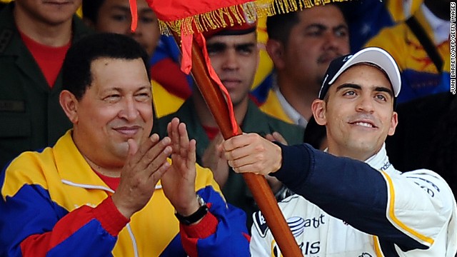 Pastor Maldonado (right) was encouraged into Formula One by the late Venezuelan president Hugo Chavez, who took a personal interest in motorsport.