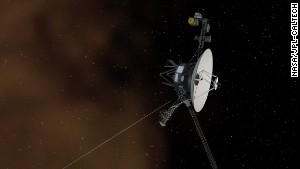 This illustration shows NASA\'s Voyager 1 spacecraft entering the space between stars.