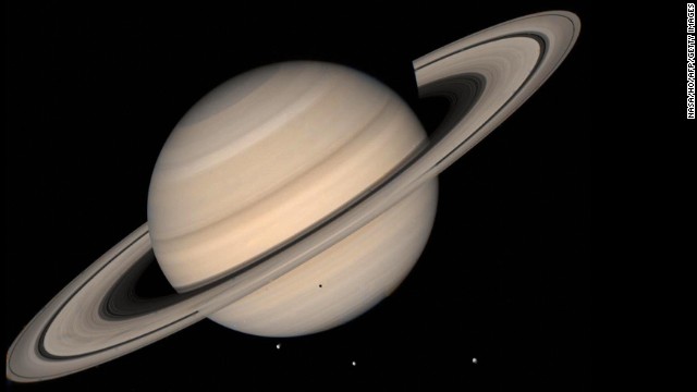 This August 1998 NASA file image shows a true color photo of Saturn assembled from the Voyager 2 spacecraft.