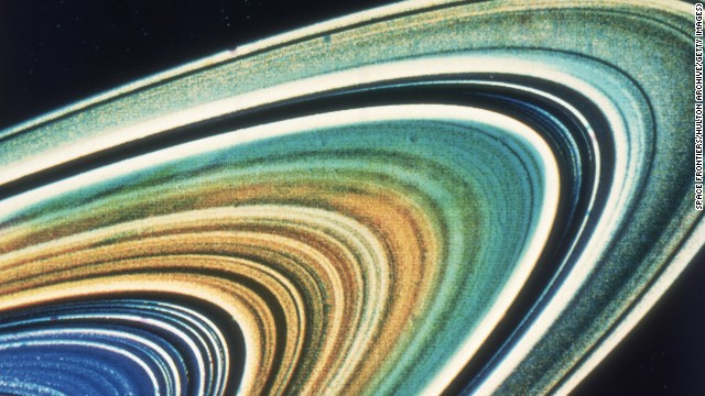 An enhanced color image of Saturn's rings, as seen by Voyager 2.