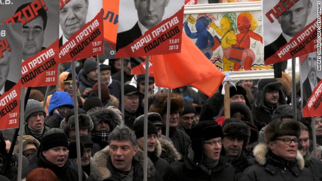 A January protest in Russia over the government's decision to end adoptions to the United States.