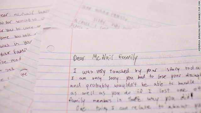 The McNair family believes it is a duty to share their story, and for that reason they make a point of speaking to high school students who travel to the South to learn about the civil rights movement. The letters of gratitude show them that younger generations understand why the story matters. 