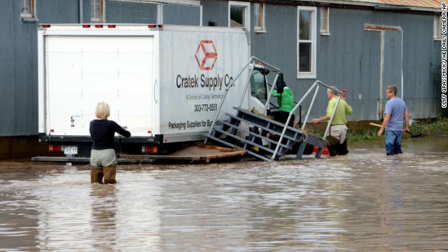 Flood waters swamp Longmont, Colorado, on September 14. 