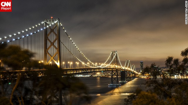 The San Francisco fog lifted long enough for Gej Jones to capture the <a href='http://ireport.cnn.com/docs/DOC-943446'>Bay Bridge</a> from Treasure Island on a summer night. 