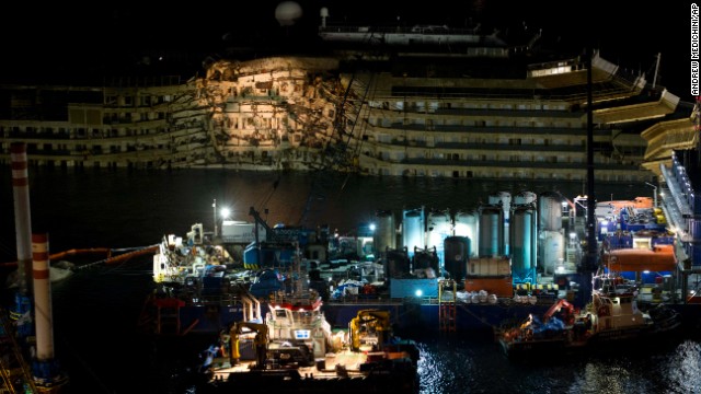 Damage to the right side of the ship is apparent in September.