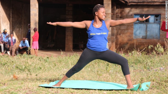 The Africa Yoga Project has several outreach programs in Kenya's slums, where it teaches orphaned children as well as women living with HIV/AIDS. Margaret Njeri, pictured, gives classes to HIV-positive women. "Yoga is like a medicine," she says. 