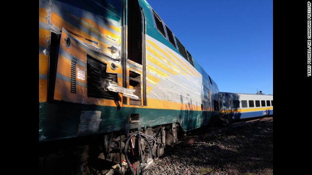 The Via Rail passenger train sits on the tracks on September 18.