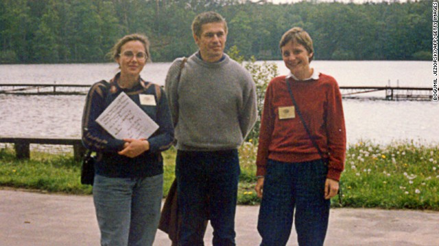 Merkel originally trained as a physicist. This picture, taken in 1989, shows her with her now husband, Joachim Sauer, and quantum chemistry professor Malgorzata Jeziorska during a summer school in the Polish city of Bachotek.