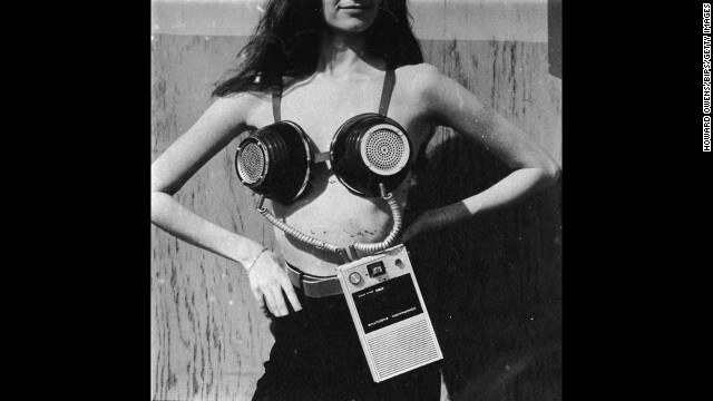 Not every listening technology made the mainstream. A portable musical stereo bra, designed by Geoffrey Weston for Philip Garner's spoof 
