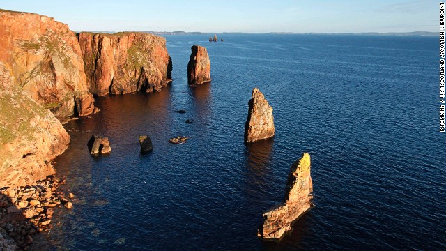 Yes, people do climb up Scotland's shard-like stacks. One of the most challenging is the mean-sounding Old Man of Stoer.