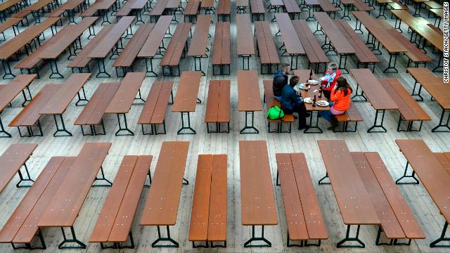 Oh, look at all those lovely empty Oktoberfest tables! They won't be empty for long. Book early, like the Germans, or you won't visit the rest room for fear of losing your seat.