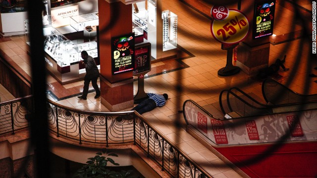 Bodies lie on the ground inside the mall.