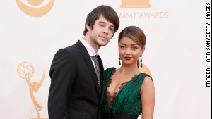 Matt Prokop, left, and Sarah Hyland at the 2013 Emmys.