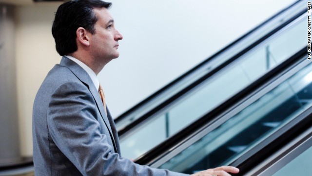 Cruz heads to the weekly Senate Republicans policy luncheon in Washington on March 19.