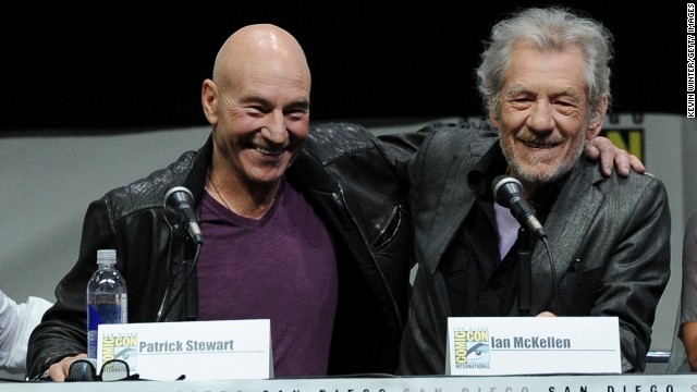 The Hollywood bromance: It's something we're seeing more and more of, especially now that Patrick Stewart and Ian McKellen have taken social media by storm, with photos of their <a href='https://twitter.com/SirPatStew/status/378569295417987074' >adventures</a> in New York where they are performing "Waiting for Godot" there. That's after they shot next summer's "X-Men: Days of Future Past" together, and, oh yeah, after McKellen <a href='http://marquee.blogs.cnn.com/2013/09/09/patrick-stewart-marries-with-ian-mckellens-help/'>officiated Stewart's wedding</a>. Their's is far from the only Hollywood bromance, however ...