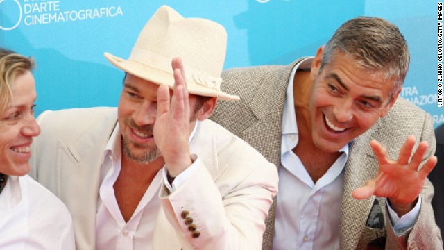 Brad Pitt and George Clooney always seemed to<a href='http://www.people.com/people/article/0,,20566852,00.html' > have a blast</a> making those "Ocean's" movies, and the fun has just continued for these two. Clooney even name-dropped Pitt in his Golden Globes acceptance speech last year.