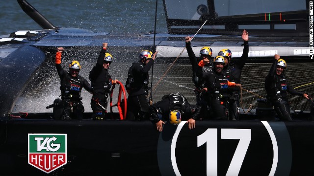 The celebrations begin as Oracle Team USA pull off a momentous victory to win the America's Cup 9-8.