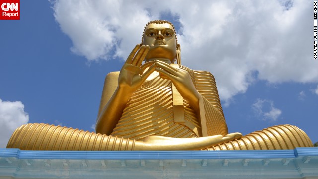 This large, golden Buddha statue is part of the <a href='http://ireport.cnn.com/docs/DOC-971309'>Dambulla Temple Complex</a>, which is one of Sri Lanka's heritage landmarks. These temples celebrate Buddha and former Sri Lankan kings. 