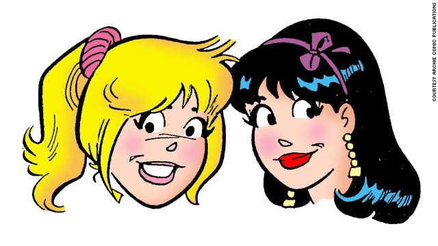Betty, a nice, smart girl with the hots for Archie, and Veronica, a wealthy, conceited teen who will happily throw Archie aside when a hunkier guy comes along are, improbably, best friends anyway. Over the years the two have been drawn as fashion plates who change with the times -- from swing skirts to hot pants to preppie duds. But their rivalry over Archie is unchanging.