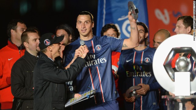 Ibrahimovic's first season in Paris ended in glory. The Swede scored 30 league goals as PSG stormed to the French First Division title.
