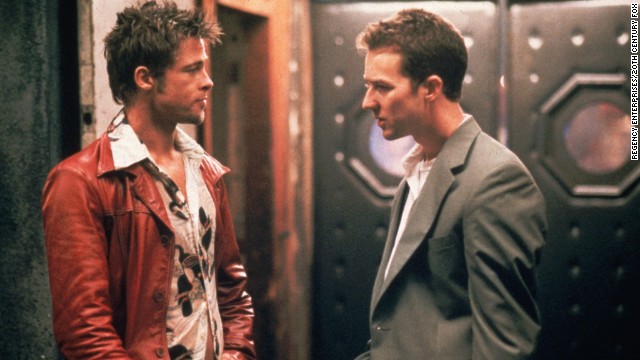 Just who is the destructive Tyler Durden (Brad Pitt, left), and why does he keep tormenting Edward Norton's unnamed narrator in<strong> "Fight Club"</strong> (1999)? Well, there's a reason only Norton's character can see Durden -- he exists only in the narrator's troubled mind.