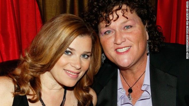 "Glee" star Dot-Marie Jones, right, wed longtime girlfriend Bridgett Casteen on December 21 at their home in Los Angeles. 