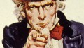 'Uncle Sam' points an accusing finger of moral responsibility in a recruitment poster for the American forces during World War I.