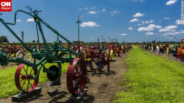 More than 500 brightly colored tractors and plows are on display in the <a href='http://ireport.cnn.com/docs/DOC-1004964'>"field of plows" </a>at the Schneider Farm in Chesaning, Michigan. Many are more than 100 years old, renovated by Elmer Schneider himself. 