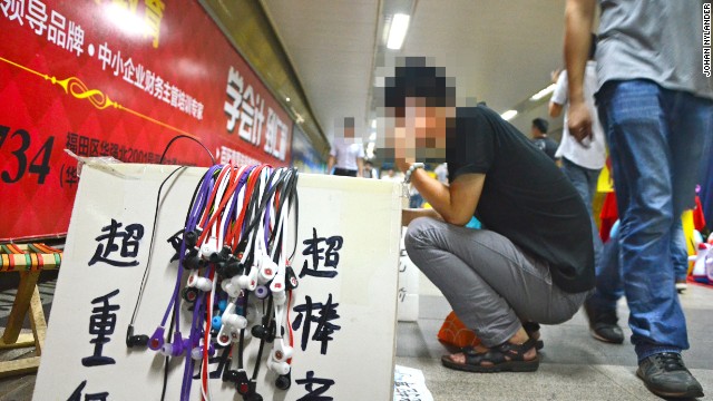 On the streets and down in the Shenzhen subway, in-ear fake Beats headphones are sold for as little as $1. 