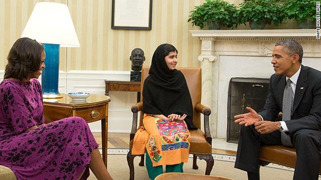 Malala confronts Obama