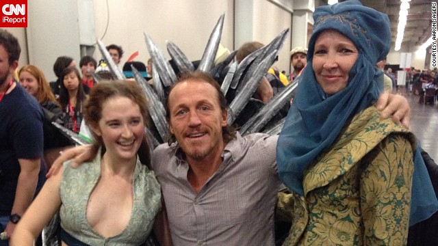 "Game of Thrones" star Jerome Flynn, center, met some fans and had a seat on the <a href='http://instagram.com/p/fYA25XnlWH/' >"Iron Throne."</a>