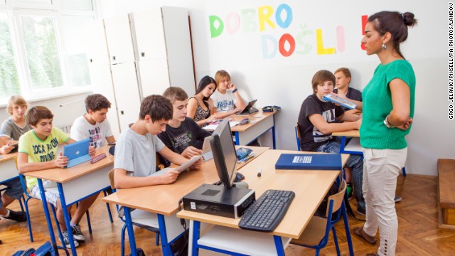 The iPad has become a teaching tool in many classrooms. Here it's being used by students in Dubrovnik, Croatia, in 2012. 