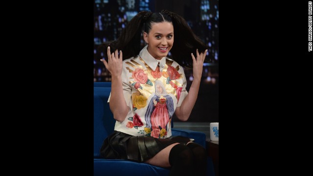 Katy Perry visits "Late Night With Jimmy Fallon" on October 10 in New York City.